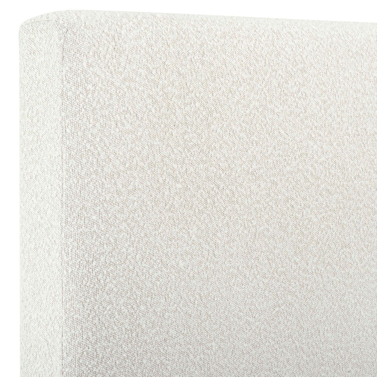 Queen Size White Boucle Upholstered Platform Bed - White