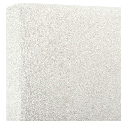 Queen Size White Boucle Upholstered Platform Bed - White