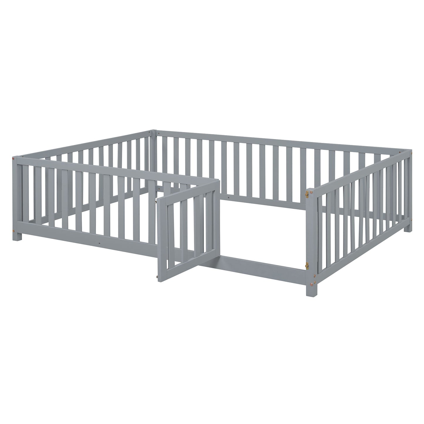 Full Size Daybed With Fence Guardrails And 2 Drawers - Gray
