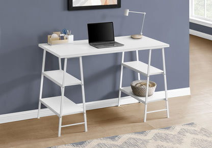 Computer Desk For Home Office, Laptop, Storage Shelves, Contemporary And Modern - White