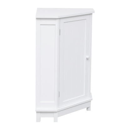 Bathroom Cabinet Triangle Corner Storage Cabinet With Adjustable Shelf Modern Style - White