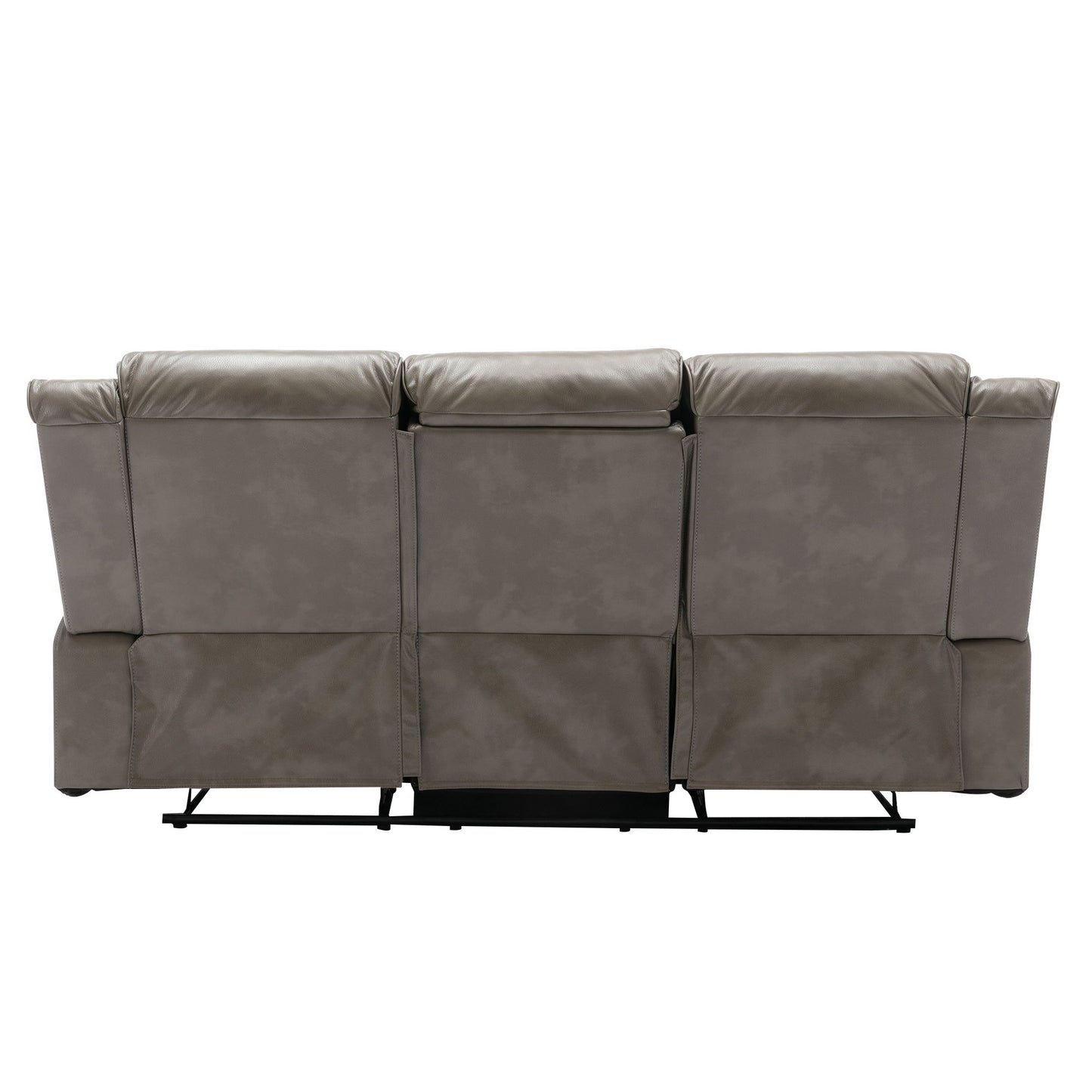 3 Seater Home Theater Recliner Manual Recliner Chair With A Led Light Strip Two Built-In Cup Holders For Living Room - Gray