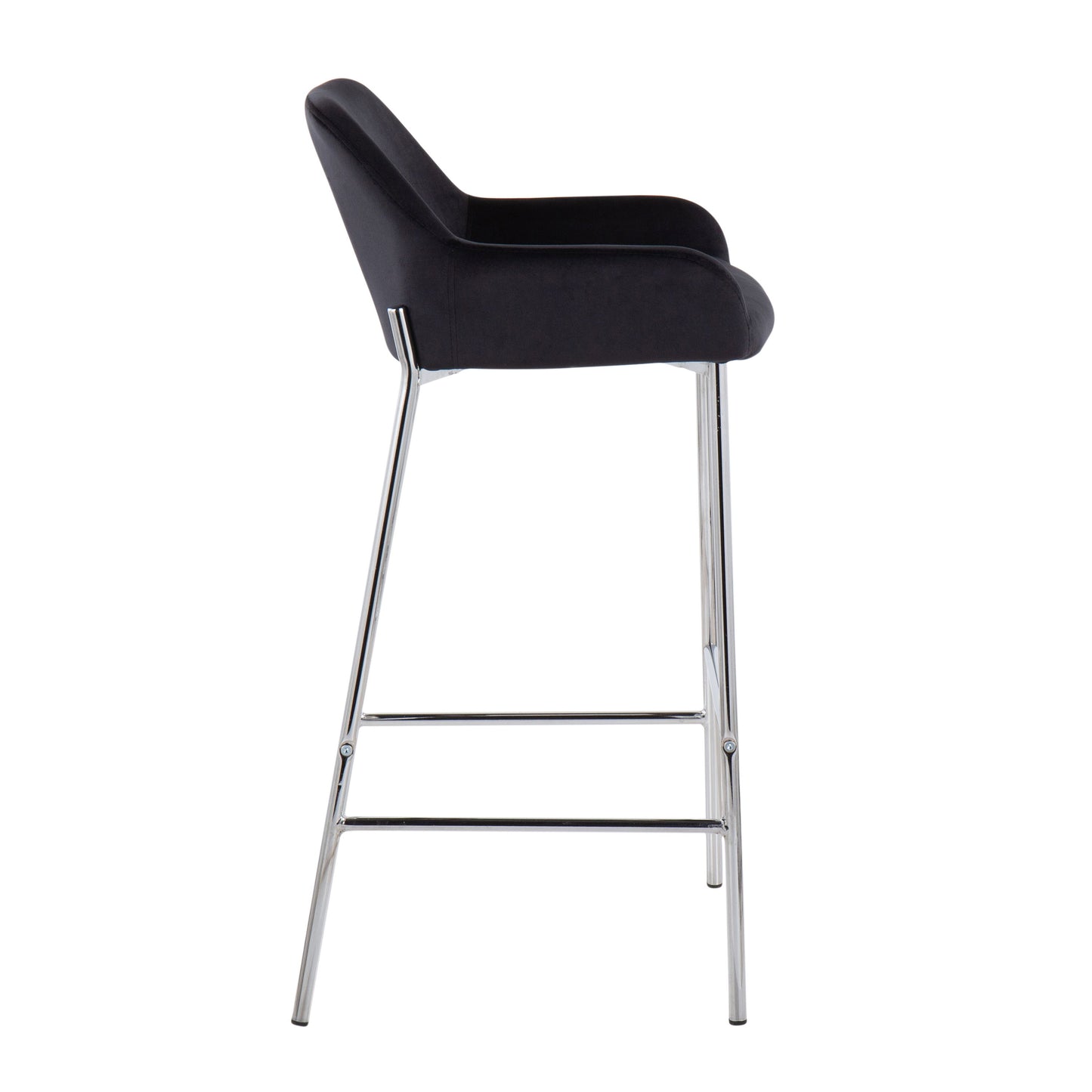 Daniella - Contemporary Fixed Height Bar Stool (Set of 2) - Chrome / Black