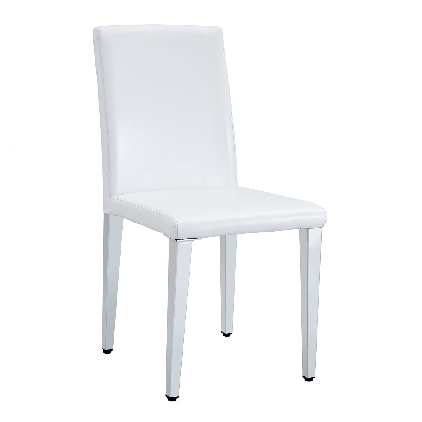 (Set of 4) Backrest Chairs With Silver Metal Legs The Perfect Combination, Suitable For Minimalist And Modern Home Styles - White / Silver