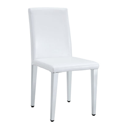 (Set of 4) Backrest Chairs With Silver Metal Legs The Perfect Combination, Suitable For Minimalist And Modern Home Styles - White / Silver