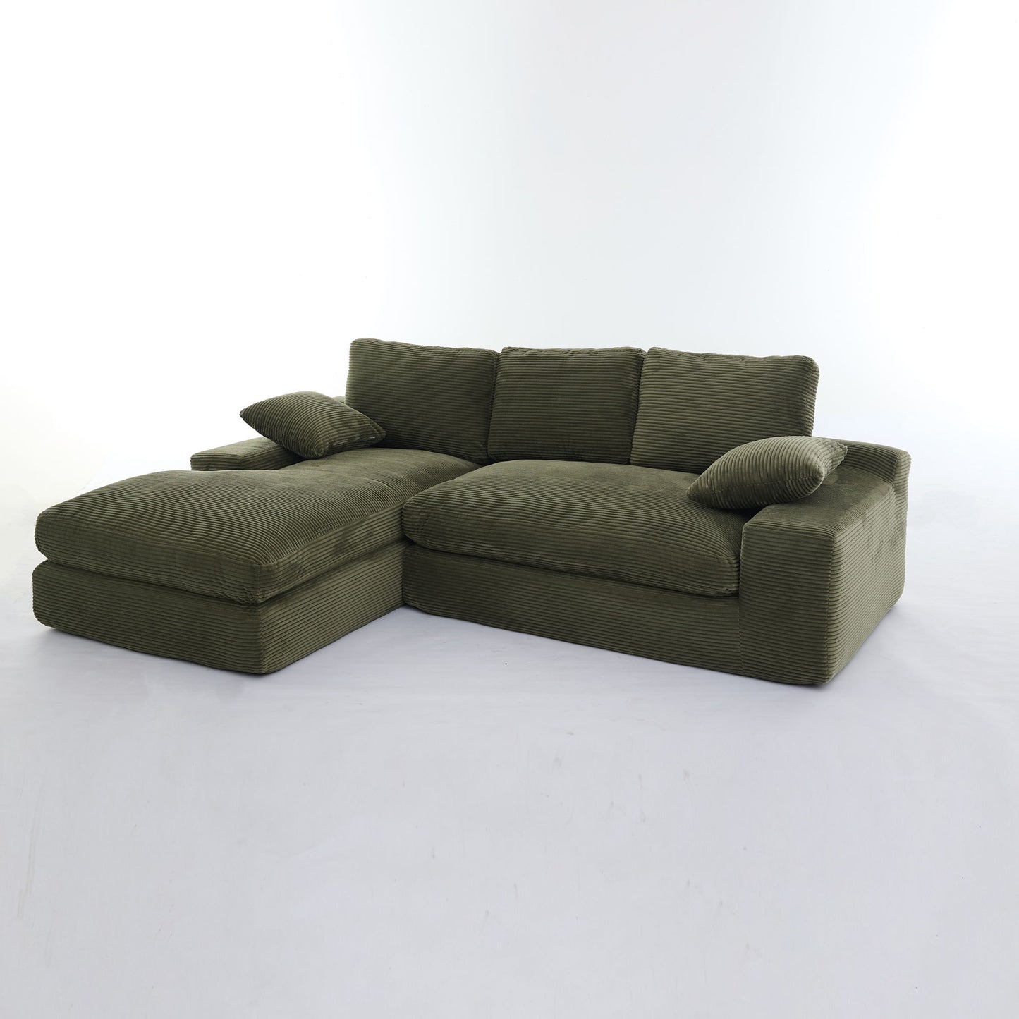 Modern Minimalist Modular Sectional Sofa Set, Upholstered Sleeper Sofa - Army Green