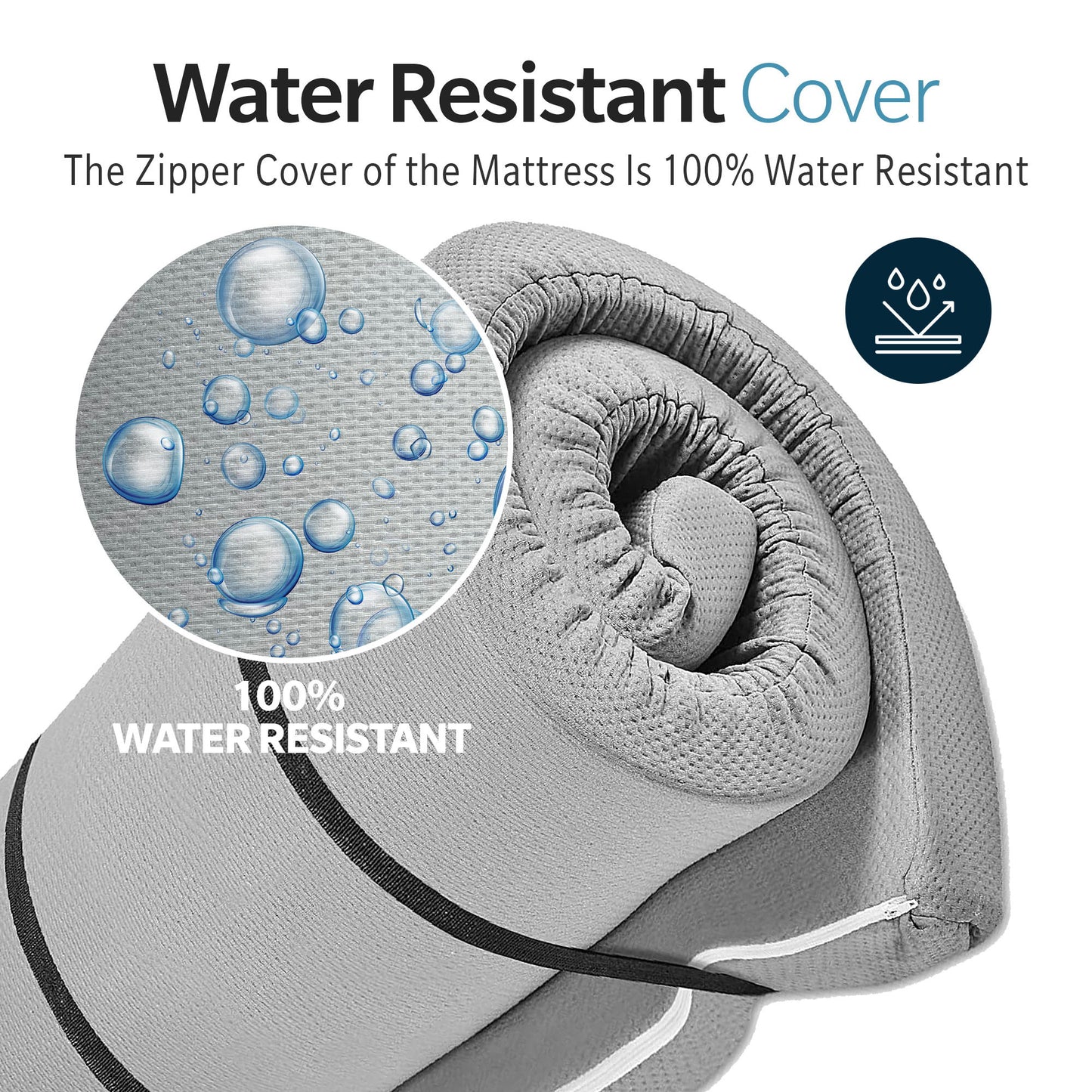 Memory Foam Camping Mattress With Water Resistant Cover - Gray