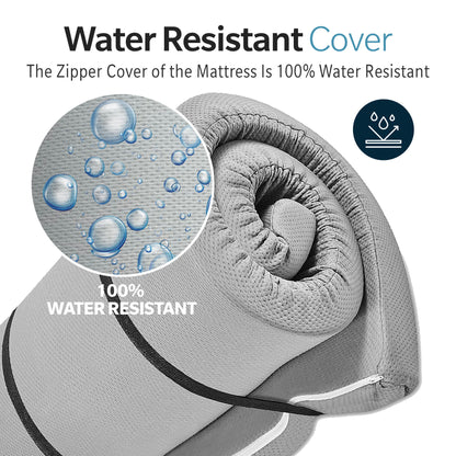 Memory Foam Camping Mattress With Water Resistant Cover - Gray