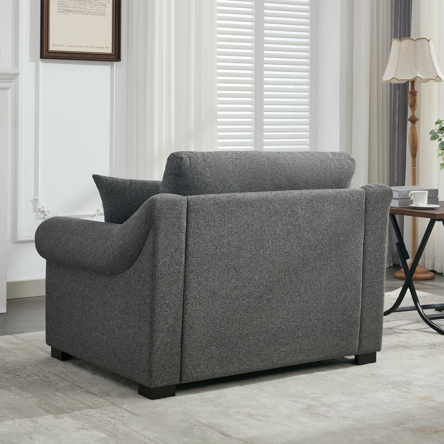 Modern Chenille Oversized Armchair, Chair And A Half, Single Sofa For Bedroom, Living Room, Wide - Gray