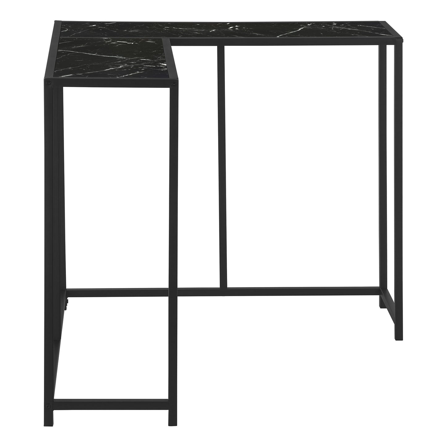 Corner Accent Console Table For Entryway, Marble Look Contemporary & Modern - Black