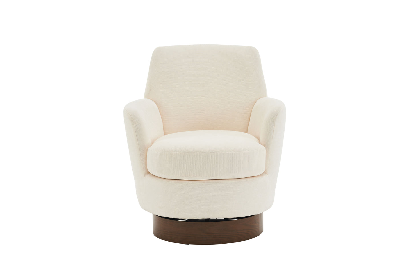 Swivel Barrel Chair, Swivel Accent Chairs Armchair For Living Room, Reading Chairs For Bedroom Comfy, Round Barrel Chairs With Gold Stainless Steel Base - Beige