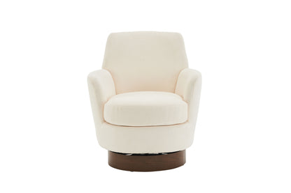 Swivel Barrel Chair, Swivel Accent Chairs Armchair For Living Room, Reading Chairs For Bedroom Comfy, Round Barrel Chairs With Gold Stainless Steel Base - Beige