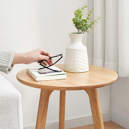 Round Small End Table, Side Table For Bedroom & Balcony - Natural