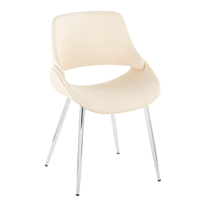 Fabrico - Mid-Century Modern Accent Dining Chair (Set of 2) - Chrome / Cream