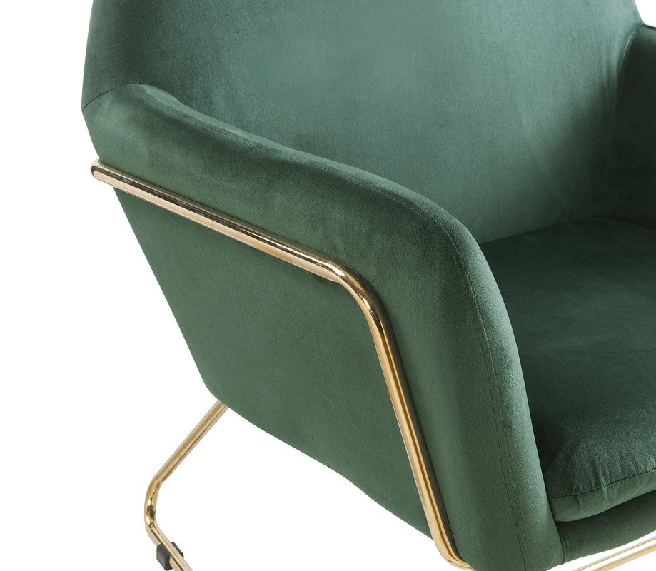 Keira - Velvet Accent Chair With Metal Base - Green