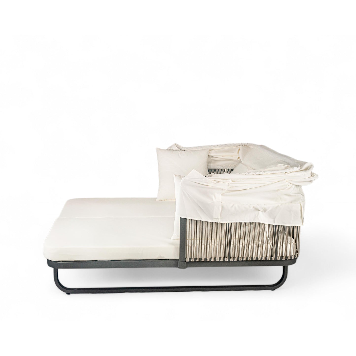 Outdoor Patio Daybed Rattan Daybed Outdoor Sunbed With Detachable Pillows For Patio, Backyard, Pool - Beige