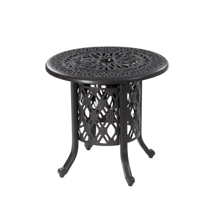 Side Table With Removable Ice Bucket, Hand Brushed Finish, Food Grade Bucket For Indoor & Outdoor Use - Antique Bronze