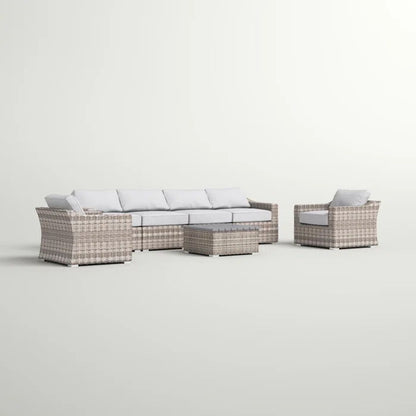 6 Person All Weather Sectional Seating Group With Cushions - Gray Mix