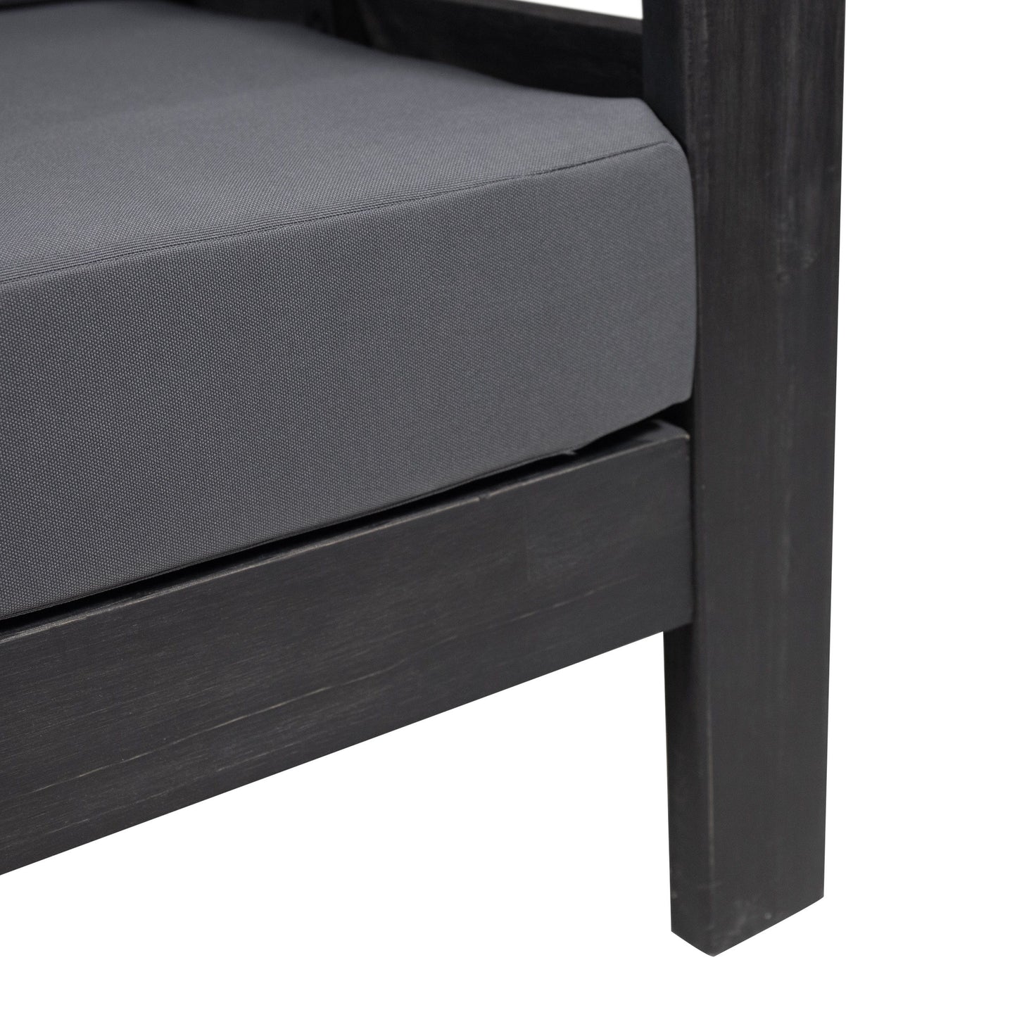 Acacia Wood Loveseat And Coffee Table Set With Cushions - Gray