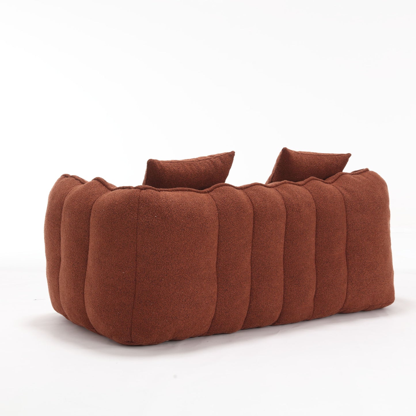 Soft Beanbag Chair With High Resilience Foam Core For Two People, The Comfortable Square Recliner Sofa Is Ideal For Family Members And Friends Engaged In Games, Reading, Watching TV - Red / Brown