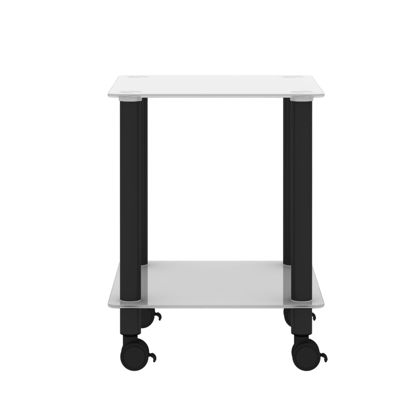 Side Table, 2 Tier Space End Table, Modern Night Stand, Sofa Table, Side Table With Storage Shelve - White / Black