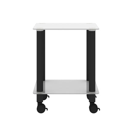 Side Table, 2 Tier Space End Table, Modern Night Stand, Sofa Table, Side Table With Storage Shelve - White / Black