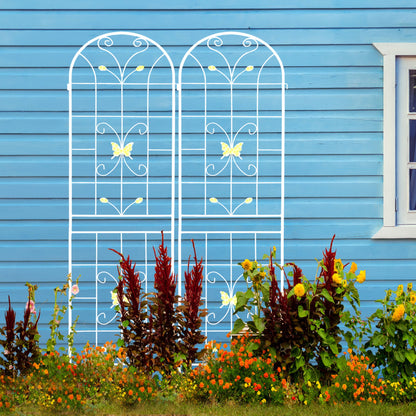 4 Pack Garden Metal Trellis Rustproof Trellis For Climbing Plants Outdoor Flower Support - Cream White