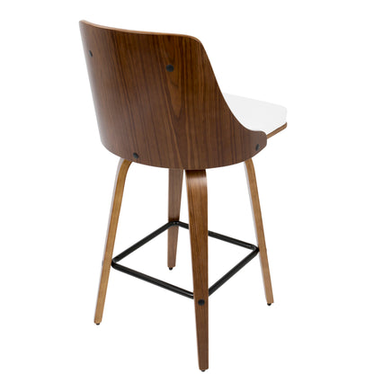 Gianna - Mid-Century Modern Counter Stool (Set of 2) - Walnut / White