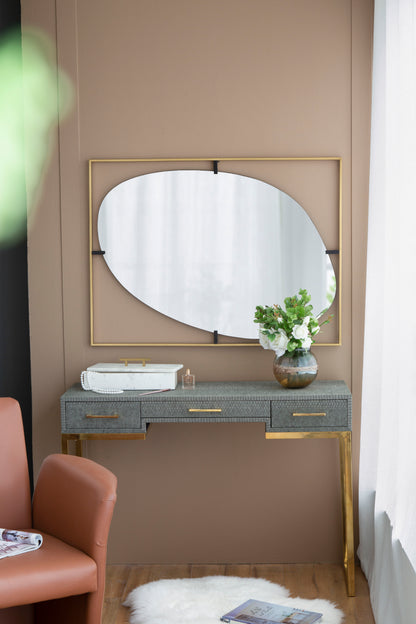 Poppy Mirror With Metal Frame Contemporary Design Wall Decor For Bathroom, Entryway Wall Decor - Golden Black