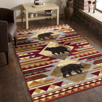 Nature's Nest - 7'10" X 10'3" Lodge Area Rug - Multi, Polyester