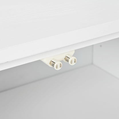 Modern Wood Sideboard Cabinet With Carved Door Panels, Adjustable Shelves, And Sturdy Metal Legs - White