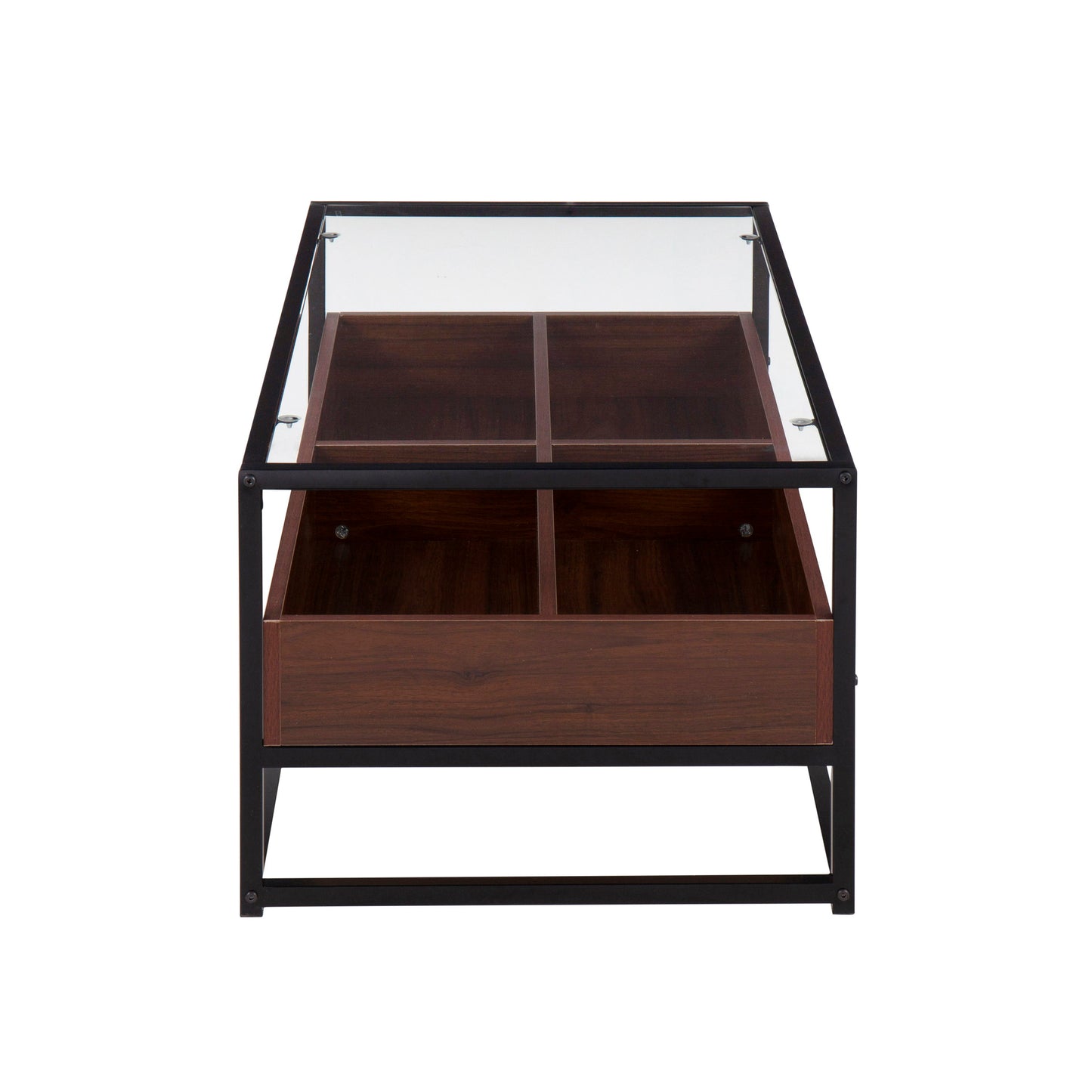 Display Contemporary Coffee Table - Black / Walnut / Clear