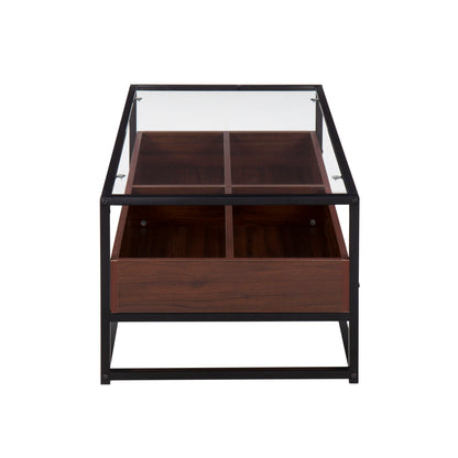 Display Contemporary Coffee Table - Black / Walnut / Clear