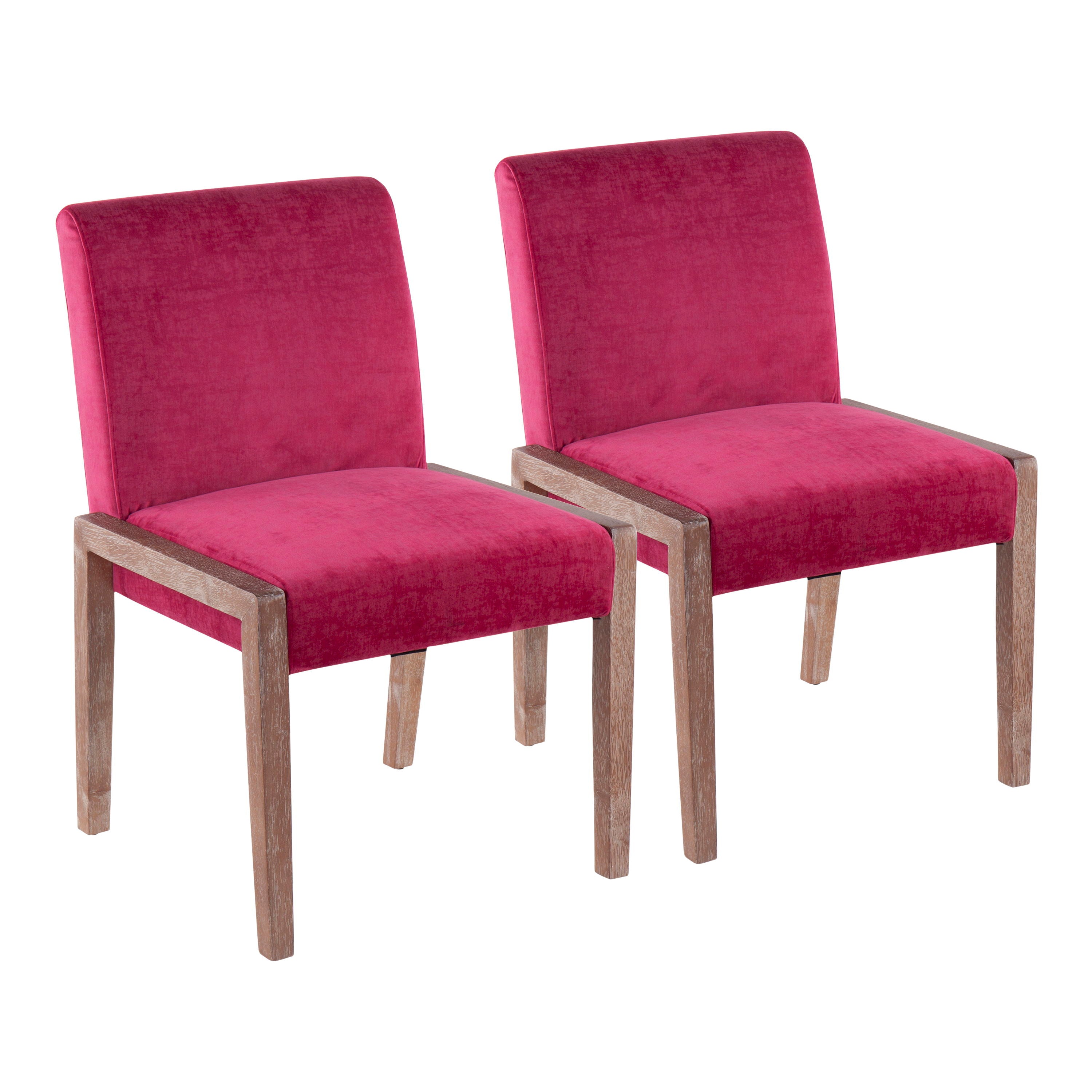 Carmen - Contemporary Chair (Set of 2) - White Washed / Hot Pink