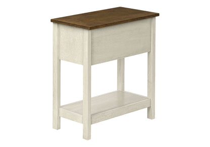 Accent End Table, 2 Tier, Narrow, Lamp, Storage Drawer, Transitional - White