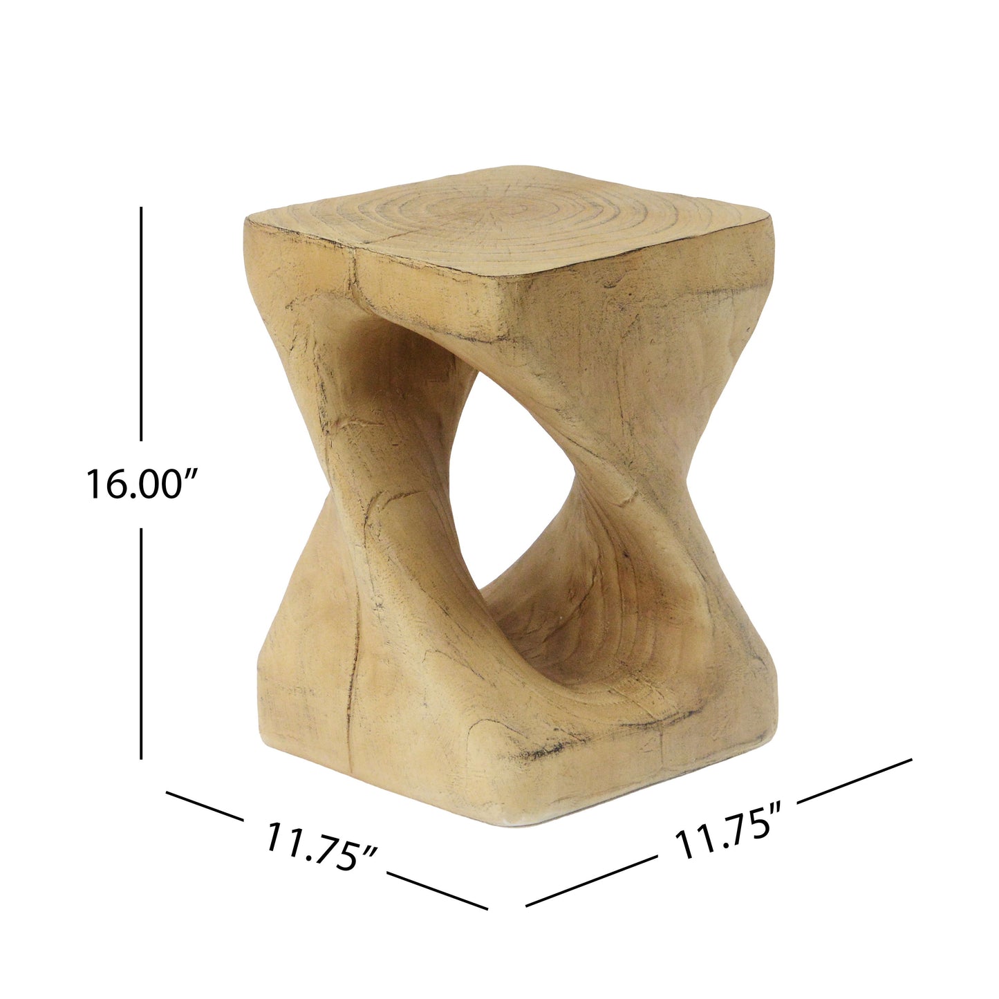 Mgo Twist Shape Side Table With Wood - Like Texture - Natural