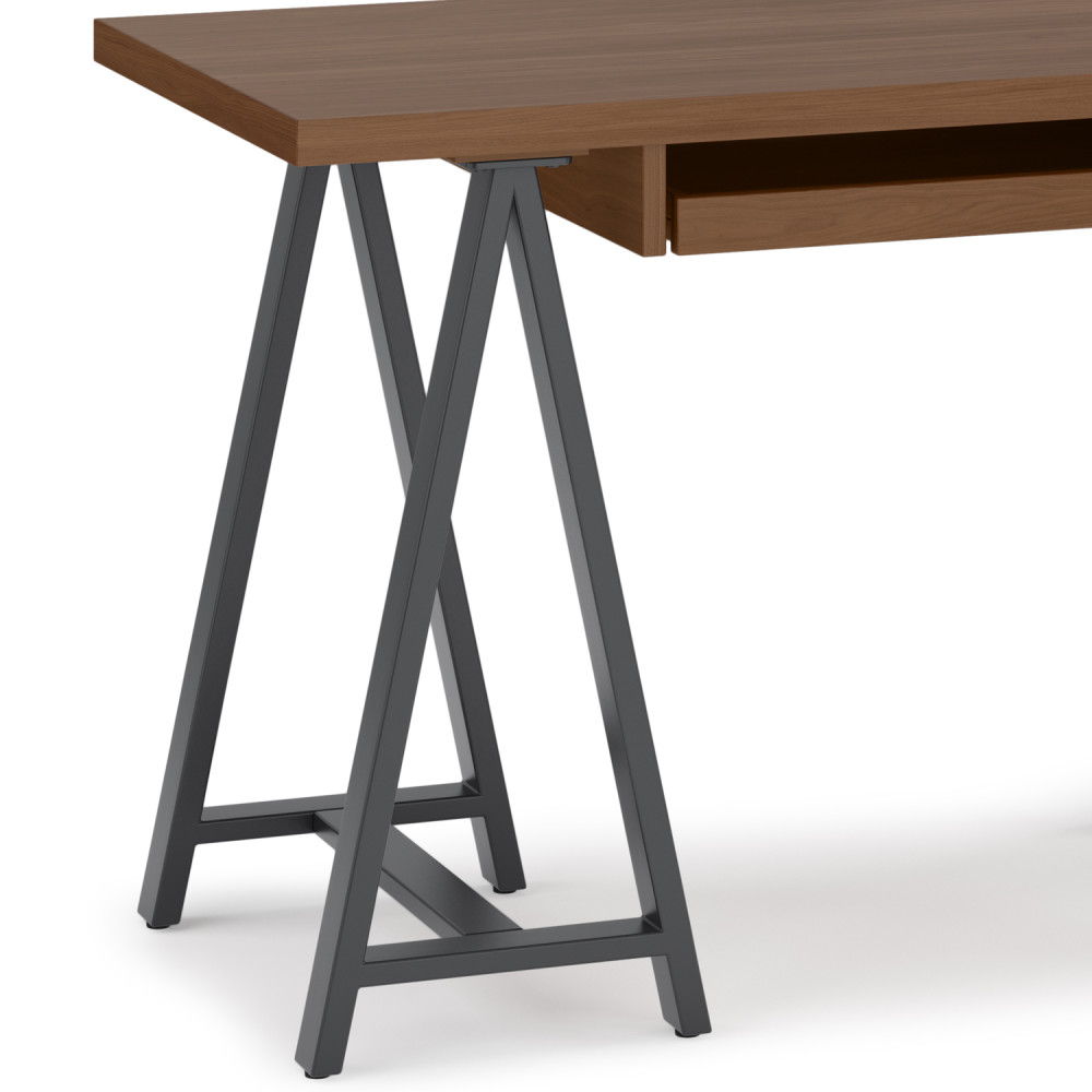 Sawhorse - Solid Walnut Veneer And Small Desk - Dark Brown