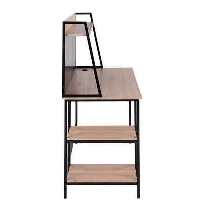 Geo - Shelf Contemporary Desk - Black / Natural