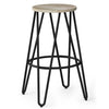 Simeon - Metal Bar Stool With Wood Seat - Natural / Black