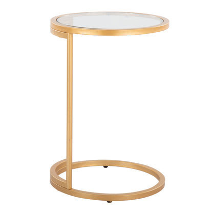 Zenn - Round End Table - Gold / Clear