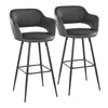 Margarite - Contemporary Fixed Height BarStool With Square Footrest (Set of 2) - Black / Gray