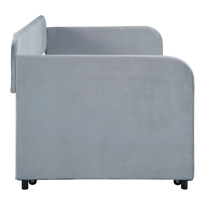 Upholstered Daybed Sofa Bed Twin Size With Trundle Bed And Slat - Gray