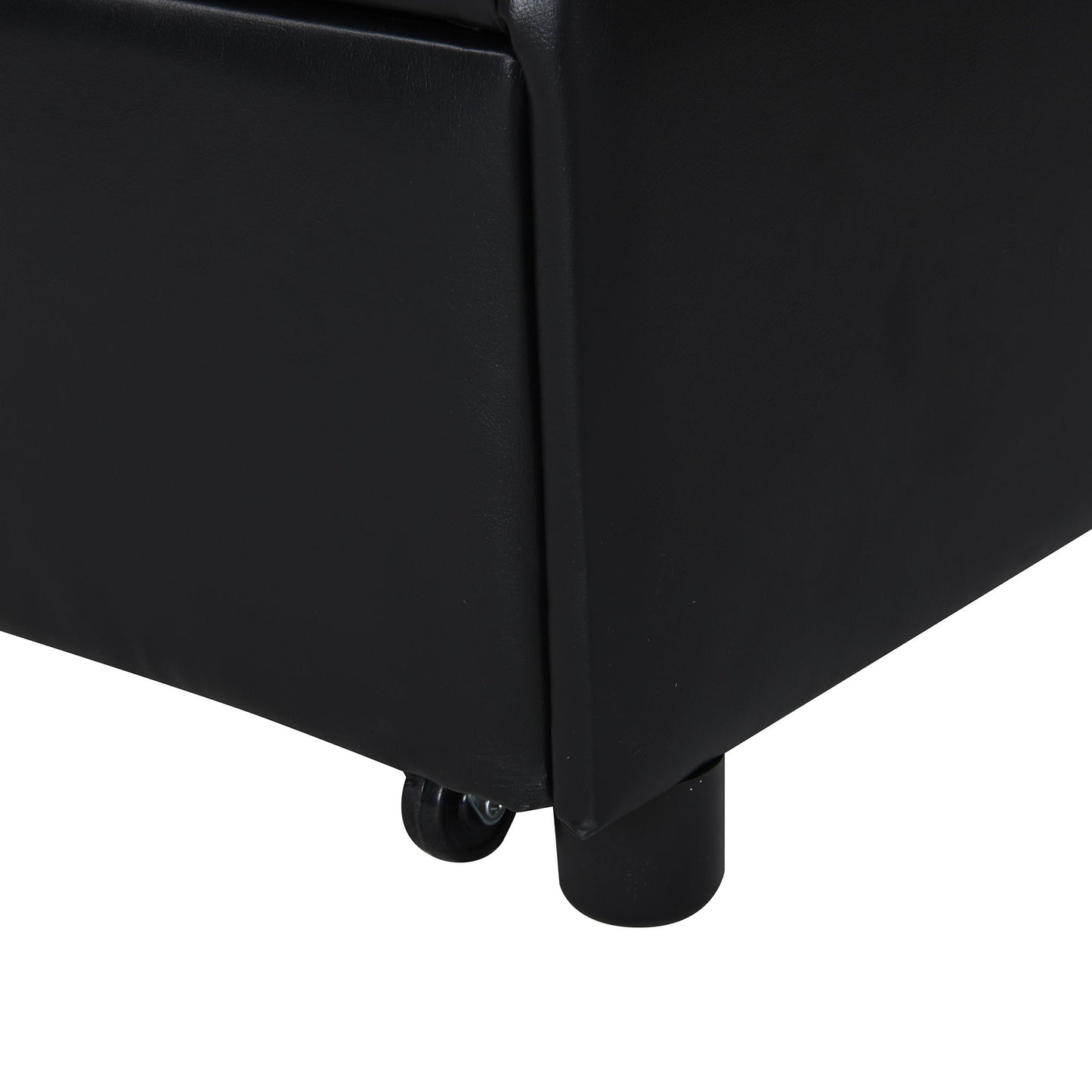 Folding Ottoman Sofa Bed Multi Functional Space Saving Design - Black