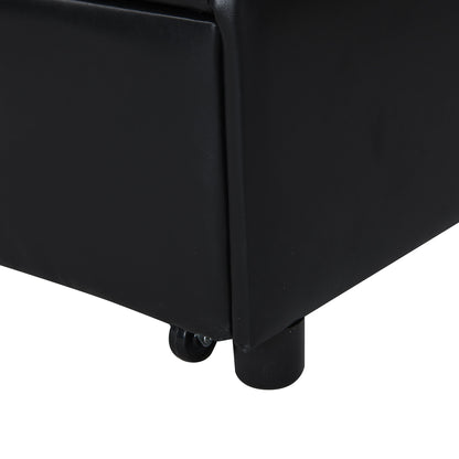 Folding Ottoman Sofa Bed Multi Functional Space Saving Design - Black