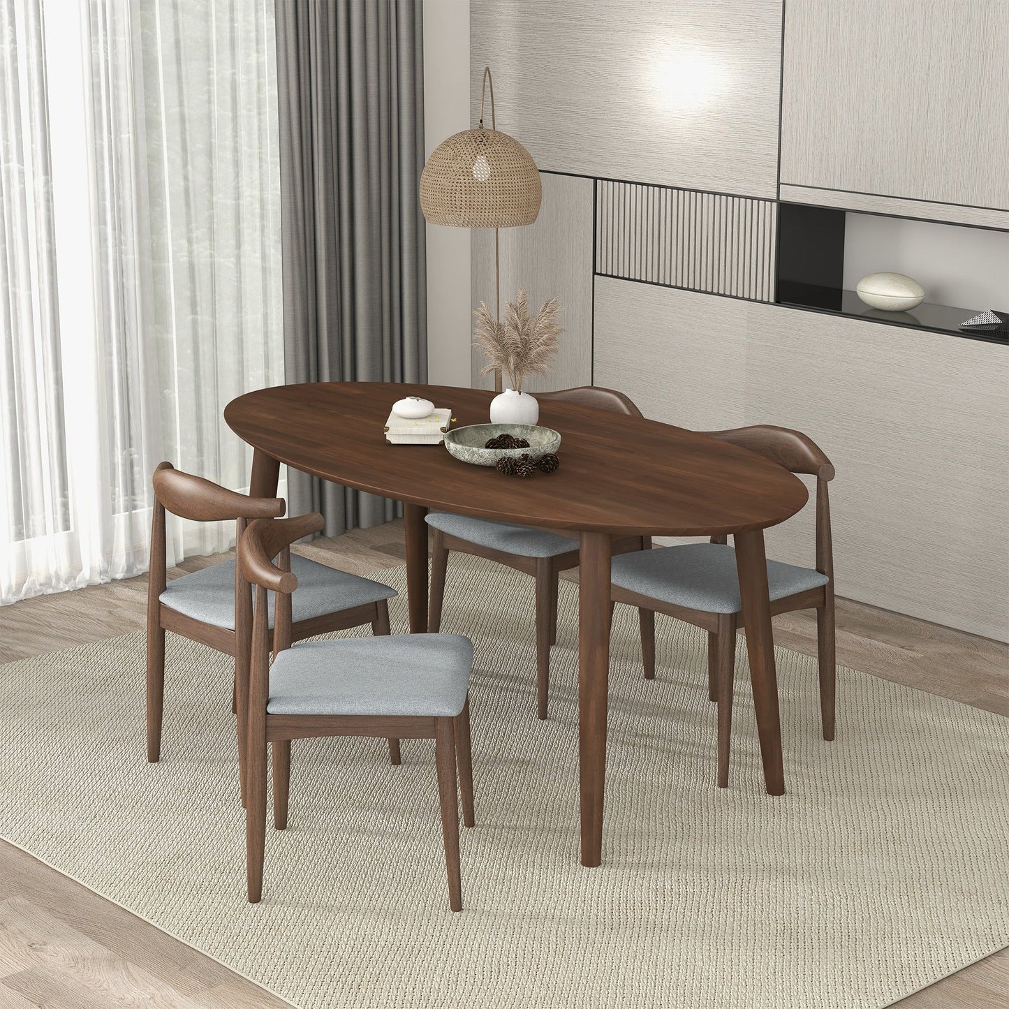Ada - Mid-Century Modern Style Oval Dining Table - Brown