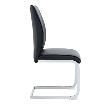 Luxurious And Minimalist Chair Covers, 2 High Elasticity Dining Chairs Metal Arched Legs - Black / Silver
