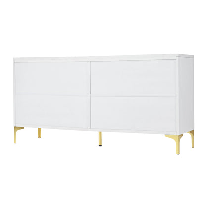 Creative Carved 4 Door Sideboard With Handleless Press To Open Design - White