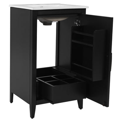 Modern Freestanding 20.3" Bathroom Vanity With Sink, Functional Drawer, Soft Closing Door - Black