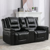 2 Seater Home Theater Recliner Manual Recliner Chair With A Storage Box And Two Cup Holders For Living Room - Black