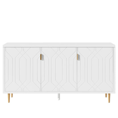 Modern TV Stand With 3 Doors And Adjustable Shelves For Living Room, Fits TVs Up To 70" - White